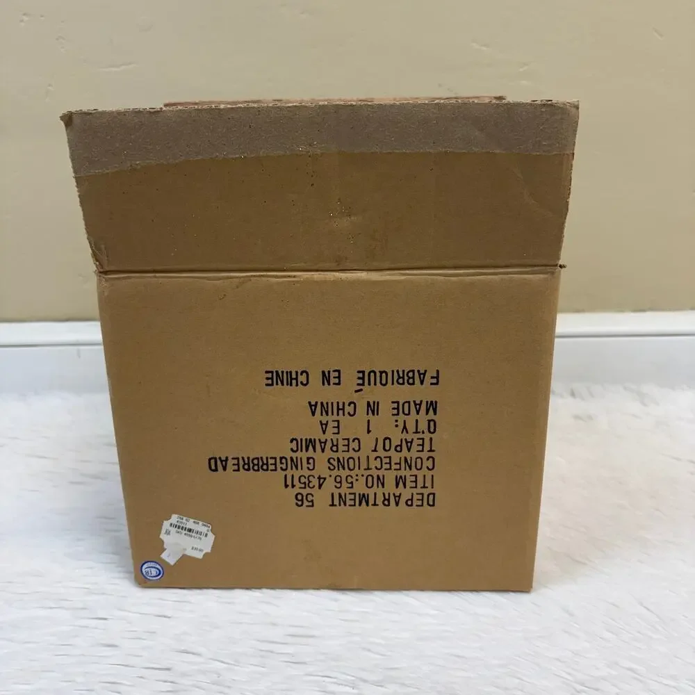 NWT Department 56 Gingerbread House Frosted Teapot 2002 Christmas Decor